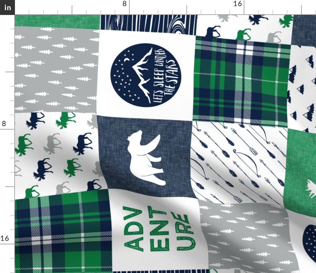 the happy camper wholecloth (90) || green,navy, grey