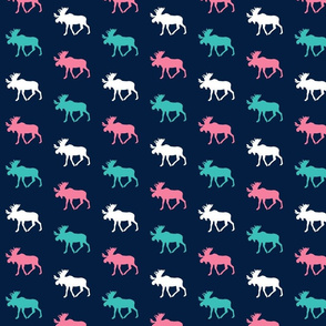 multi moose (small scale) || glacier + hot pink on navy