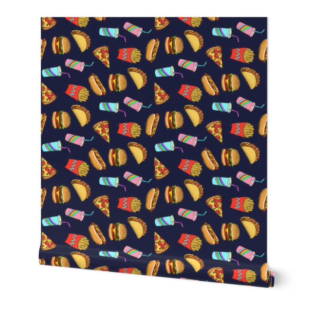 Painted Fast Food on Navy blue small, horizontal