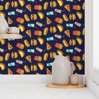 Painted Fast Food on Navy blue small, horizontal