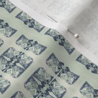 Father Christmas Squares Off in Steel Blue Monochrome