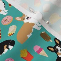 corgi junk food fabric cute corgis and junk food, pizza, ice cream fries, donuts etc. cute dogs designs