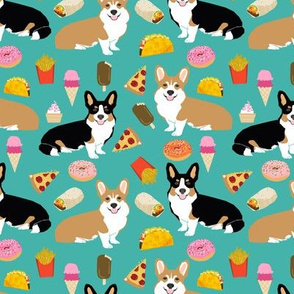 corgi junk food fabric cute corgis and junk food, pizza, ice cream fries, donuts etc. cute dogs designs