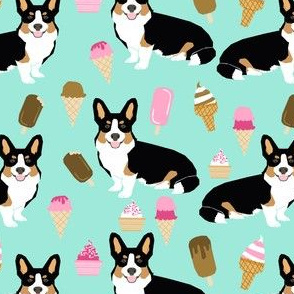 corgi cute tri colored corgis ice cream cute dogs dog fabric 