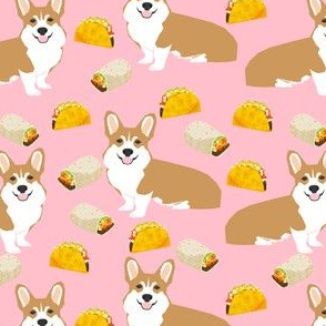 corgi dogs fabric cute corgi dogs tacos burrito funny dogs fabric