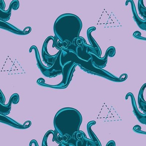 Blue Octopus on Lilac