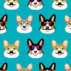 corgi glasses and mustaches cute corgi dog fabric pet dogs design