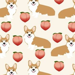 corgi peach fabric cute peach emoji corgis fabric