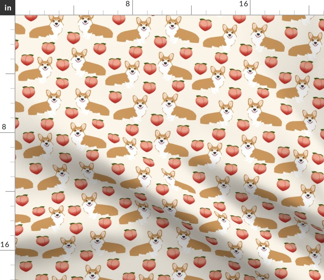 corgi peach fabric cute peach emoji corgis fabric