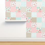 quilt squares coral mint pink khaki quilt squares baby blanket cute girls nursery baby girl