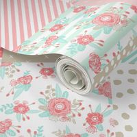 quilt squares coral mint pink khaki quilt squares baby blanket cute girls nursery baby girl