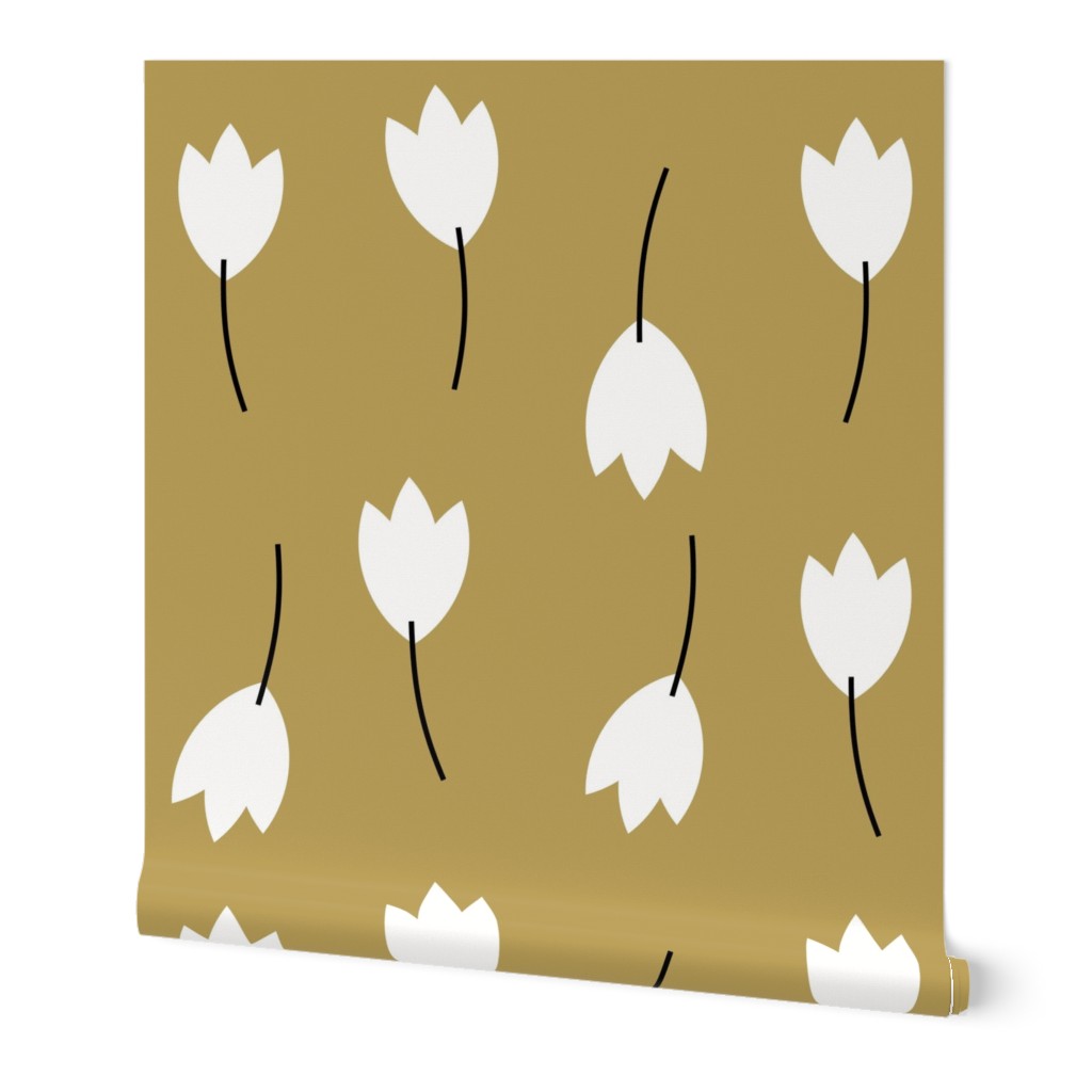 Flowers - white on ochre tulips autumn floral || by sunny afternon