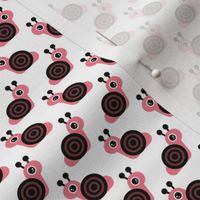Cute little kawaii snail retro spring garden animals illustration fabric pink girls
