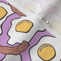 Eggs and Bacon Egg Food Breakfast on Purple Purpel