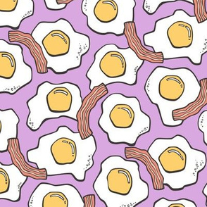 Eggs and Bacon Egg Food Breakfast on Purple Purpel