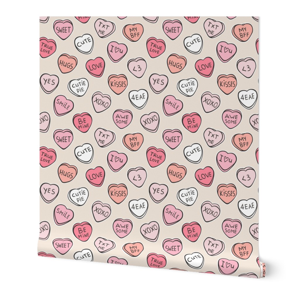 Conversation Candy Hearts Valentine Love Peach Pink