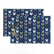 french bulldog faces navy blue cute dogs pet dog design best frenchies fabric