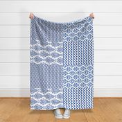 17-02G 54" Blue Watercolor Indigo Boho  Ikat Tea Towels