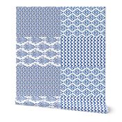 17-02G 54" Blue Watercolor Indigo Boho  Ikat Tea Towels