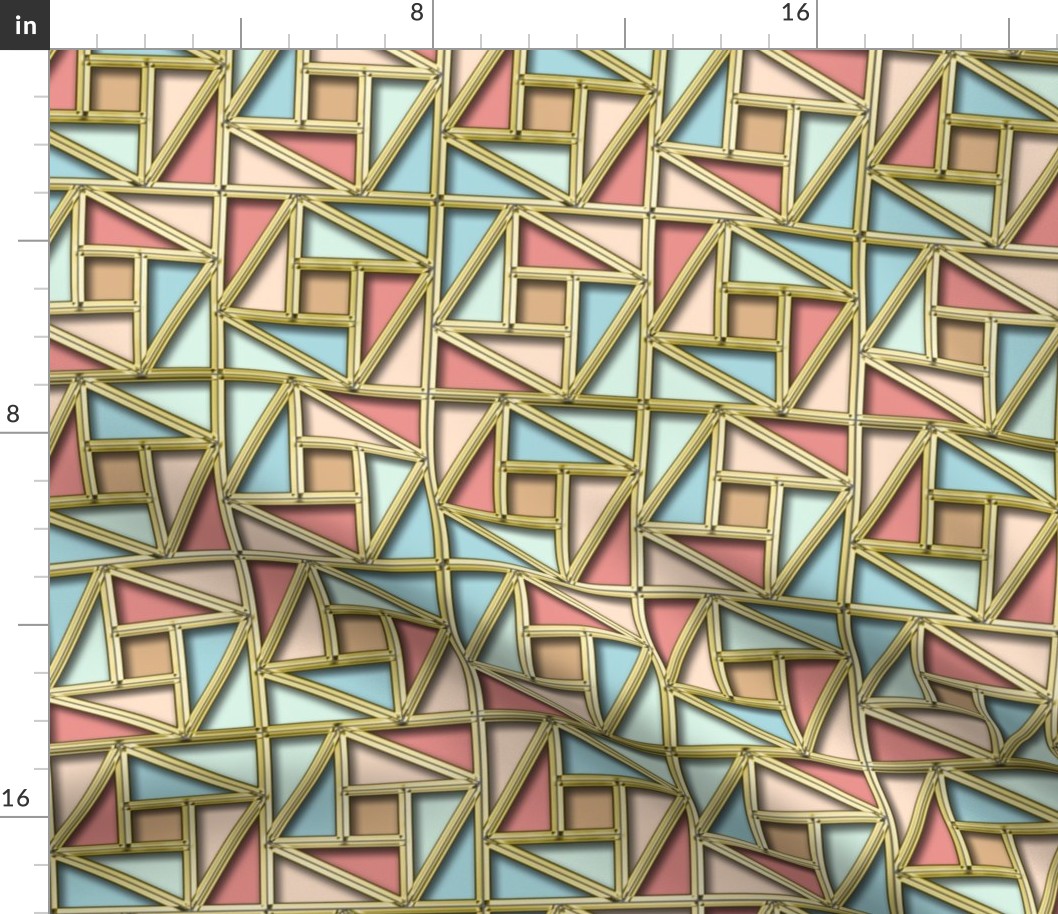 Pythagorean Frames with pastel Blue Pink and fake gold