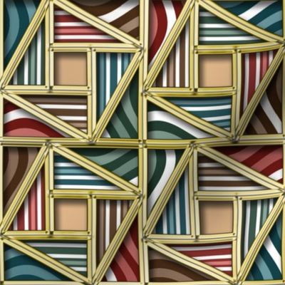 Pythagorean Framed Stripes with fake gold