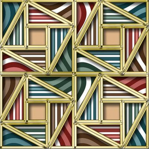 Pythagorean Framed Stripes with fake gold