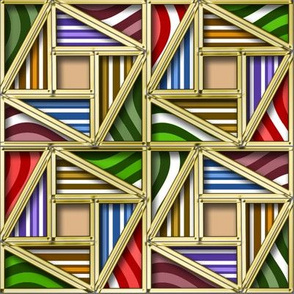 Pythagorean Framed Bright Stripes with fake Gold