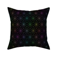 Sashiko Star Flower Black Rainbow