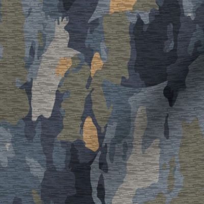 Navy Blue Yellow Gold Gray Grey Camouflage_Miss Chiff Designs