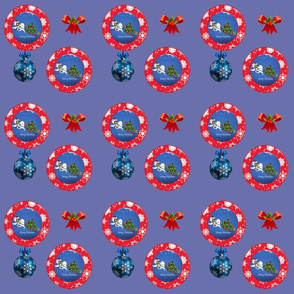 Christmas Samoyed Plate Pattern Blue/Lav