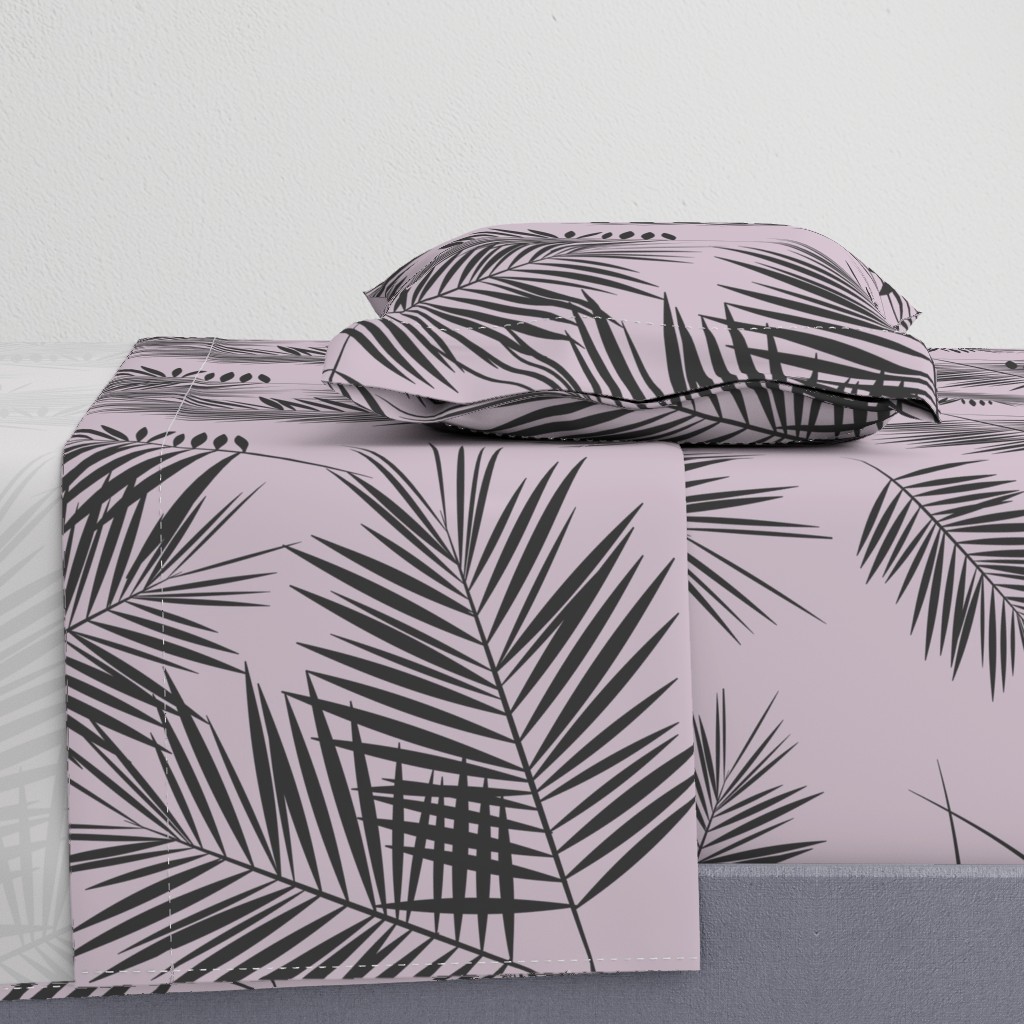 Palm leaves - graphite on lavender Palm leaf Palm tree tropical summer || by sunny afternoon