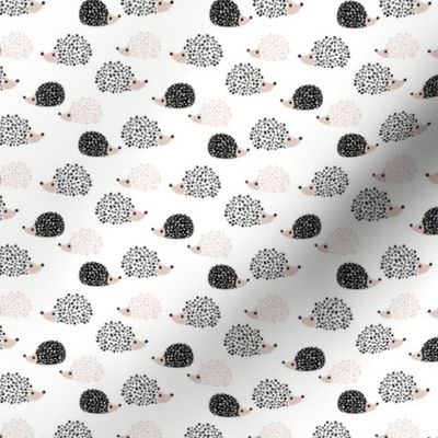 Scandinavian sweet hedgehog illustration for kids gender neutral black and white SMALL