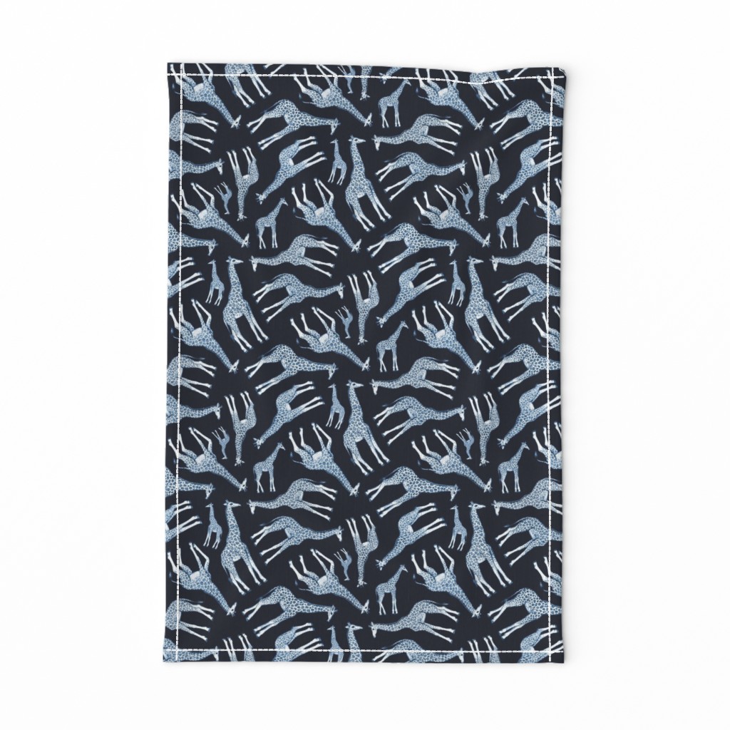 Little Ditsy Navy Blue Giraffes on Dark