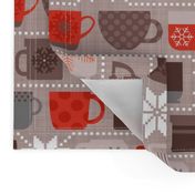 Snow Day Cocoa Mugs & Fuzzy Sweaters - Cocoa & Red