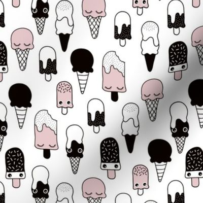 Colorful sweet summer ice cream popsicle sugar pastel pink kawaii illustration