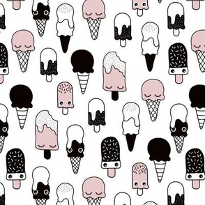 Colorful sweet summer ice cream popsicle sugar pastel pink kawaii illustration