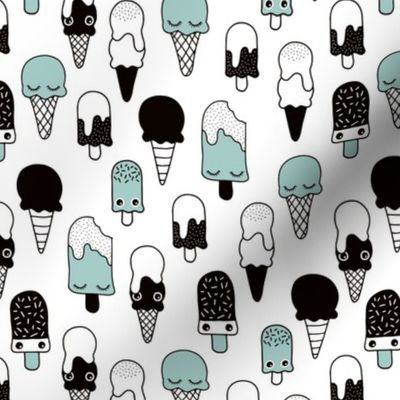 Colorful sweet summer ice cream popsicle sugar pastel mint kawaii illustration