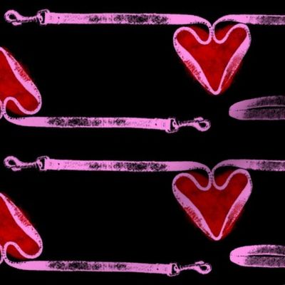 Dog leashes of love - pink on black