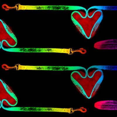 Dog leashes of love - rainbow on black