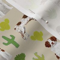 brittany spaniel cute dog fabric cactus dog fabric sporting dogs gun dog fabric