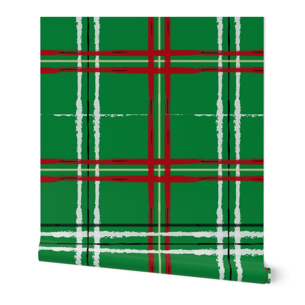Artist Plaid_ Red and Green Wallpaper | Spoonflower