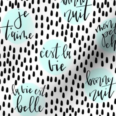 hand-lettered french phrases // water