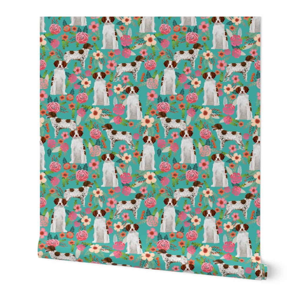 brittany spaniel florals fabric cute painted floral dog fabric dogs sporting dog dog fabrics for quilters