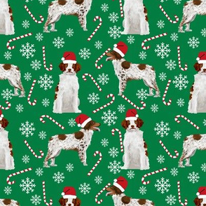 brittany spaniel christmas santa paws fabric candy cane peppermint stick snowflakes cute christmas dogs