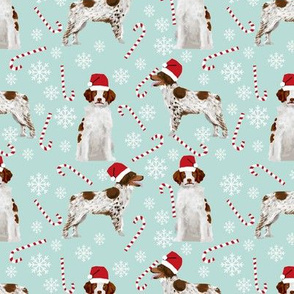 brittany spaniel christmas santa paws fabric candy cane peppermint stick snowflakes cute christmas dogs