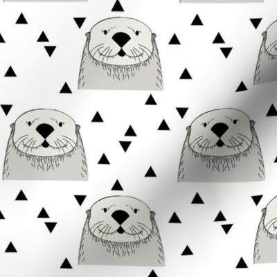 light grey otters on white