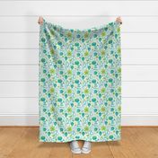 Design Sew Creativity - Sewing Typography White Aqua Green Large Scale