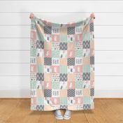 adventure woodland wholecloth (90) || pink,peach,grey, mint