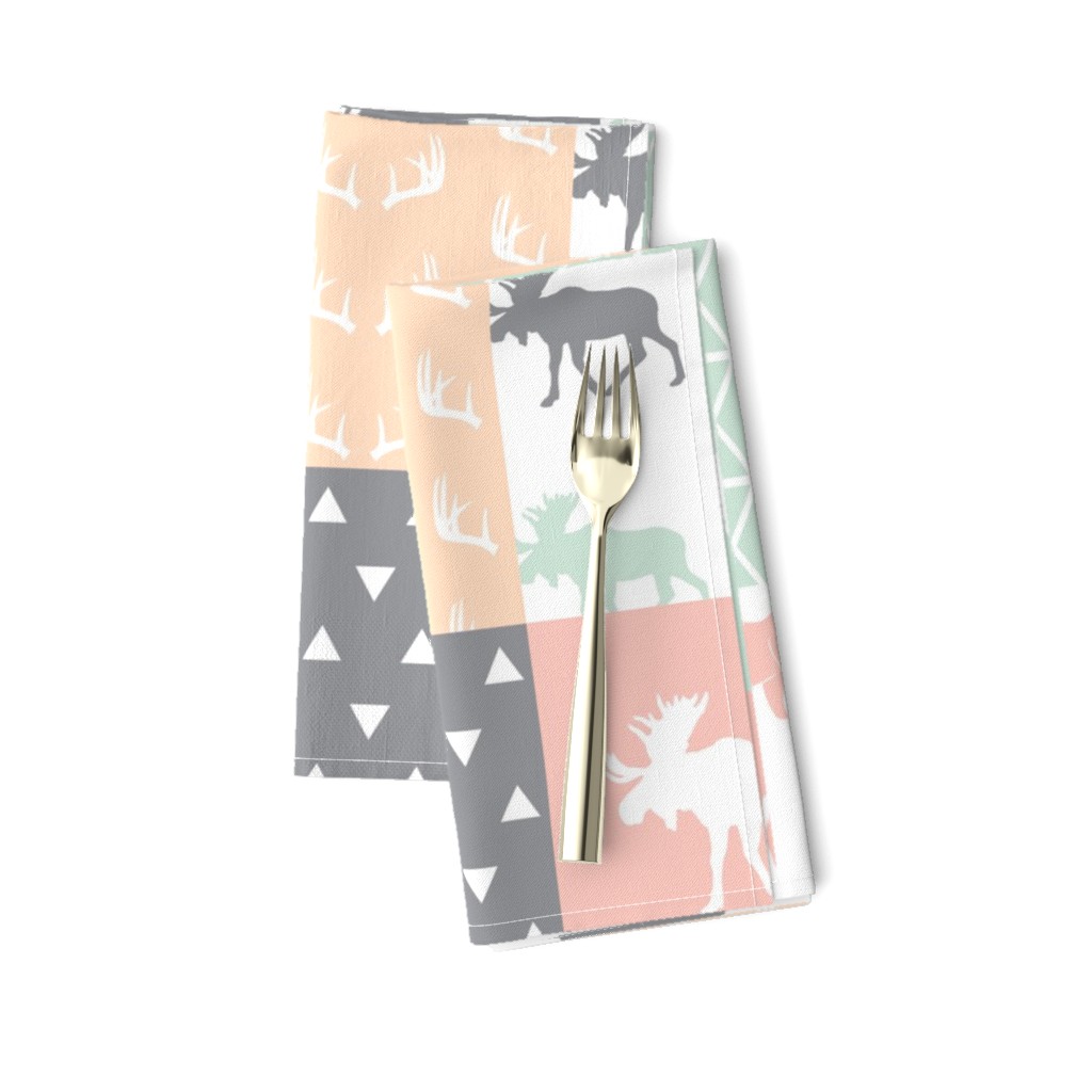 adventure woodland wholecloth  || pink,peach,grey, mint