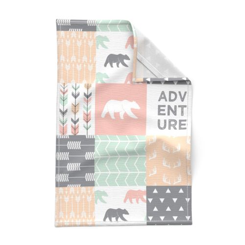 adventure woodland wholecloth  || pink,peach,grey, mint